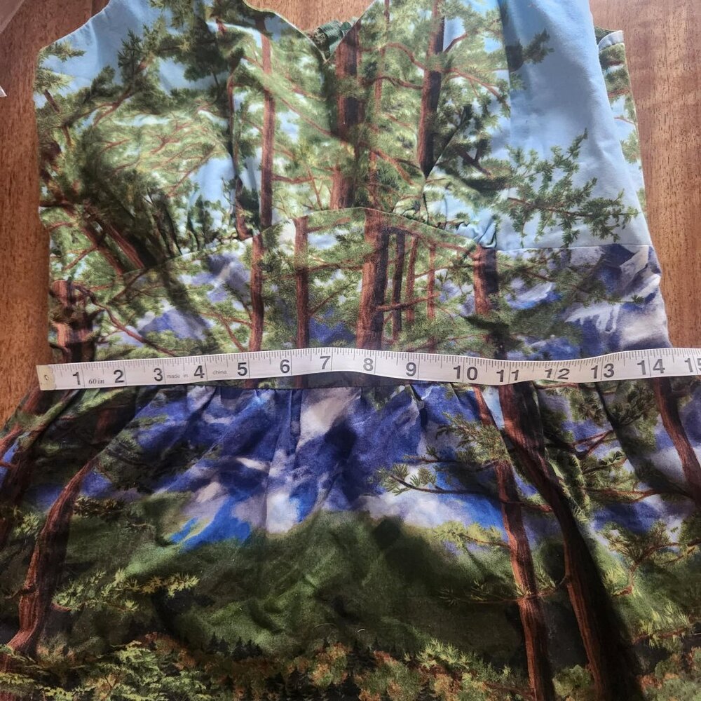 Retrolocious Forest Tree Print Fit & Flare Dress Sleeveless Womens M - Picture 14 of 14